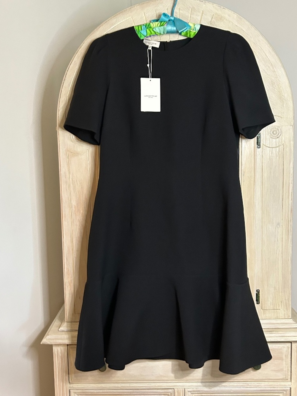 Lafayette 148 New York WOOL-SILK CREPE SHORT SLEEVE DRESS,Size 10 - Picture 12 of 16